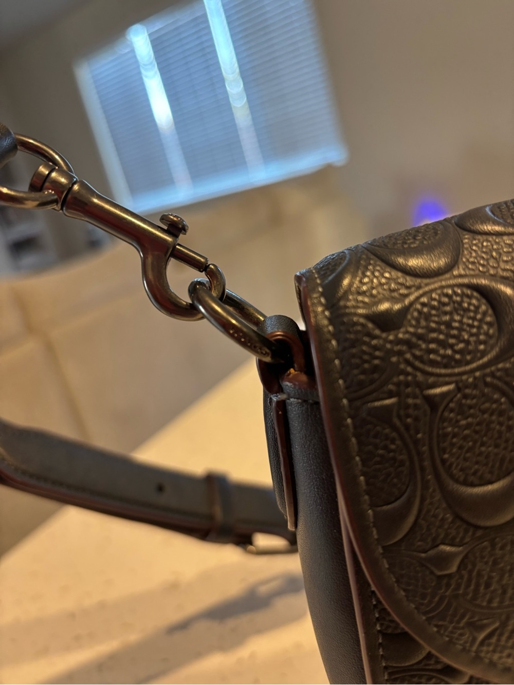 Coach Georgie Saddle Bag + Matching Wallet Signature Navy Embossed Leather - Picture 3 of 10